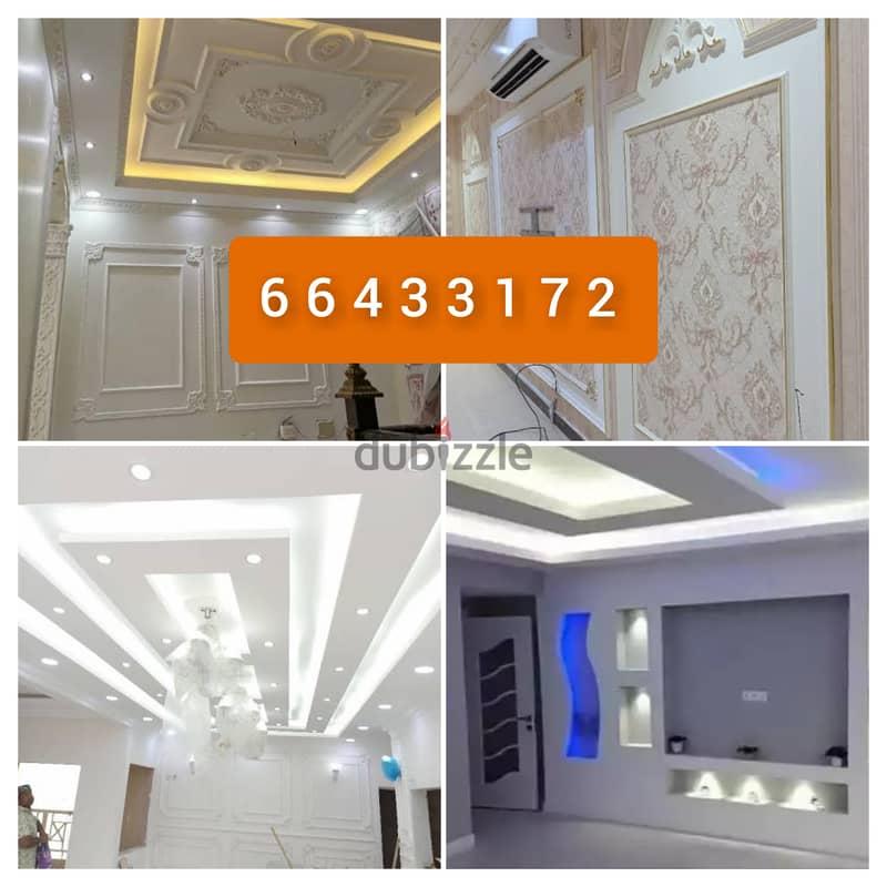 We do Gypsum board Wallpaper Installation Painting Partition