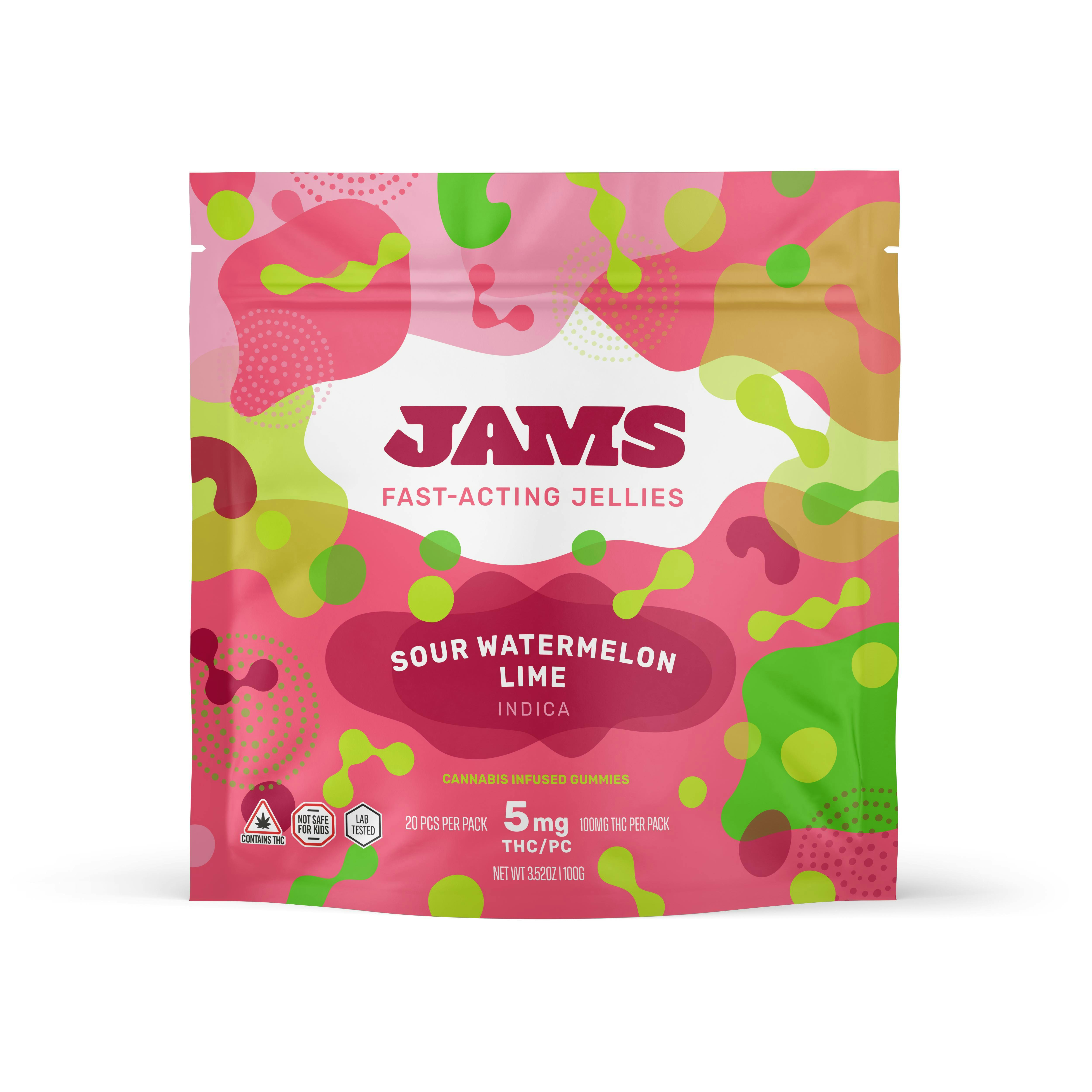 Jams Sour Watermelon Lime Nano Fast Acting Gummies 100mg