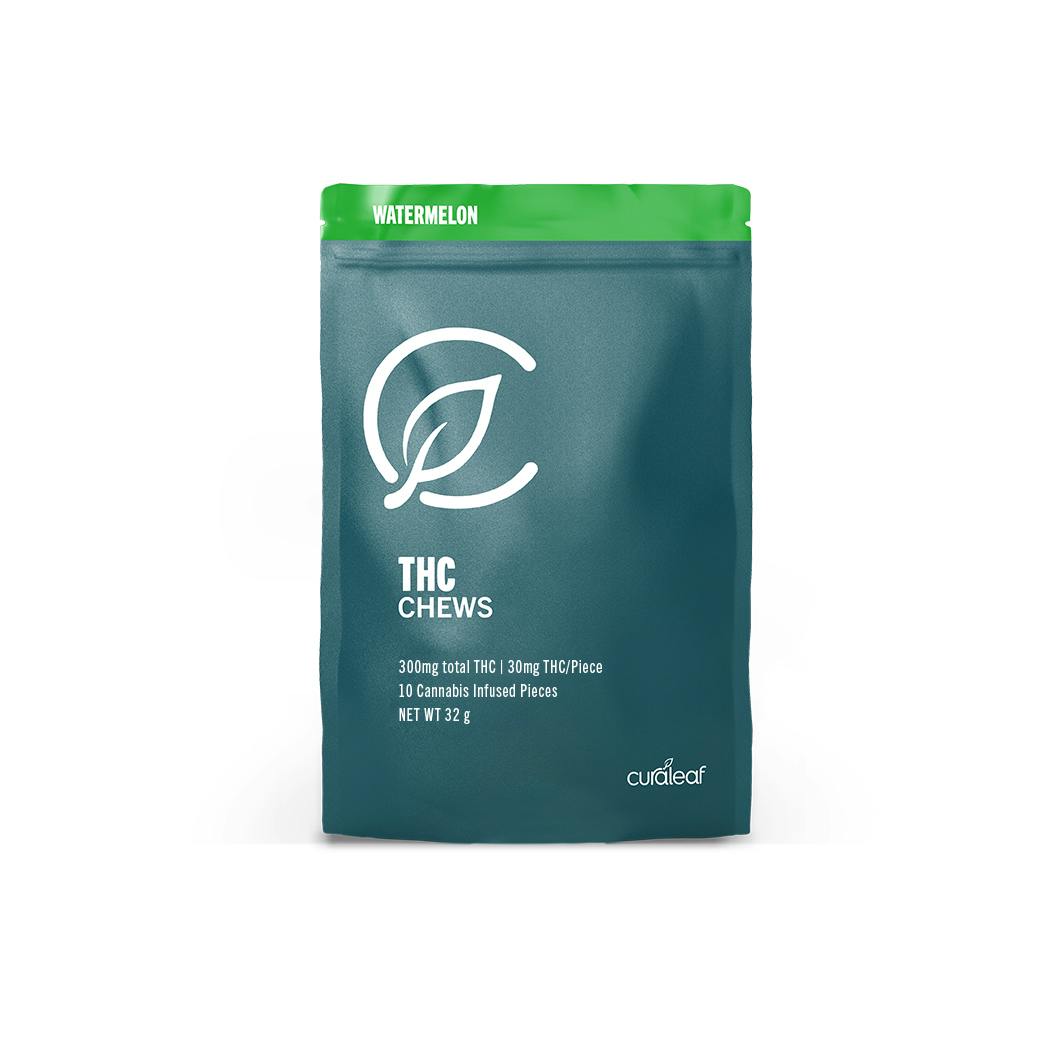 Watermelon High Dose CuraChews 300mg THC (30mg THC per Chew)