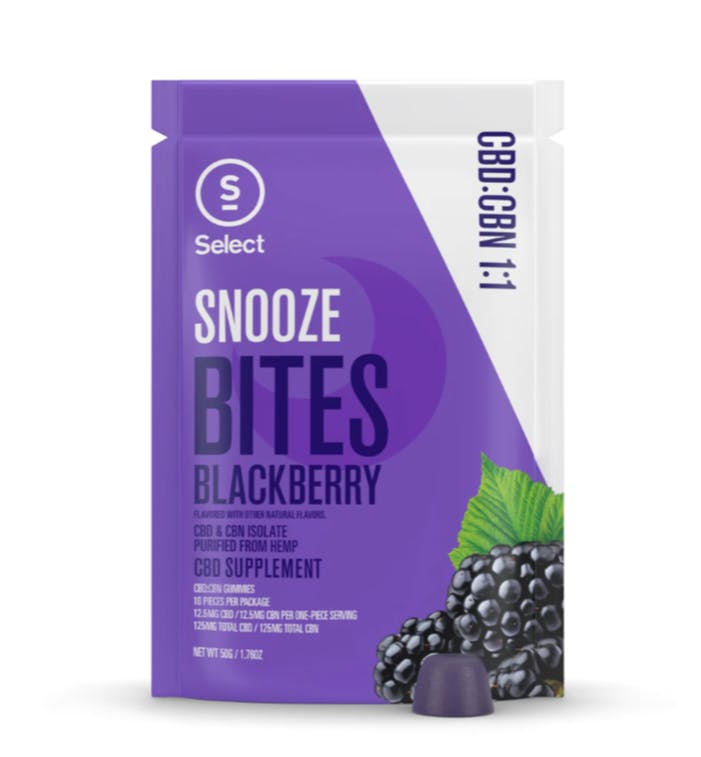 Select Blackberry 11 Snooze Bites 125mg CBD 125mg CBN Total 10 Pack
