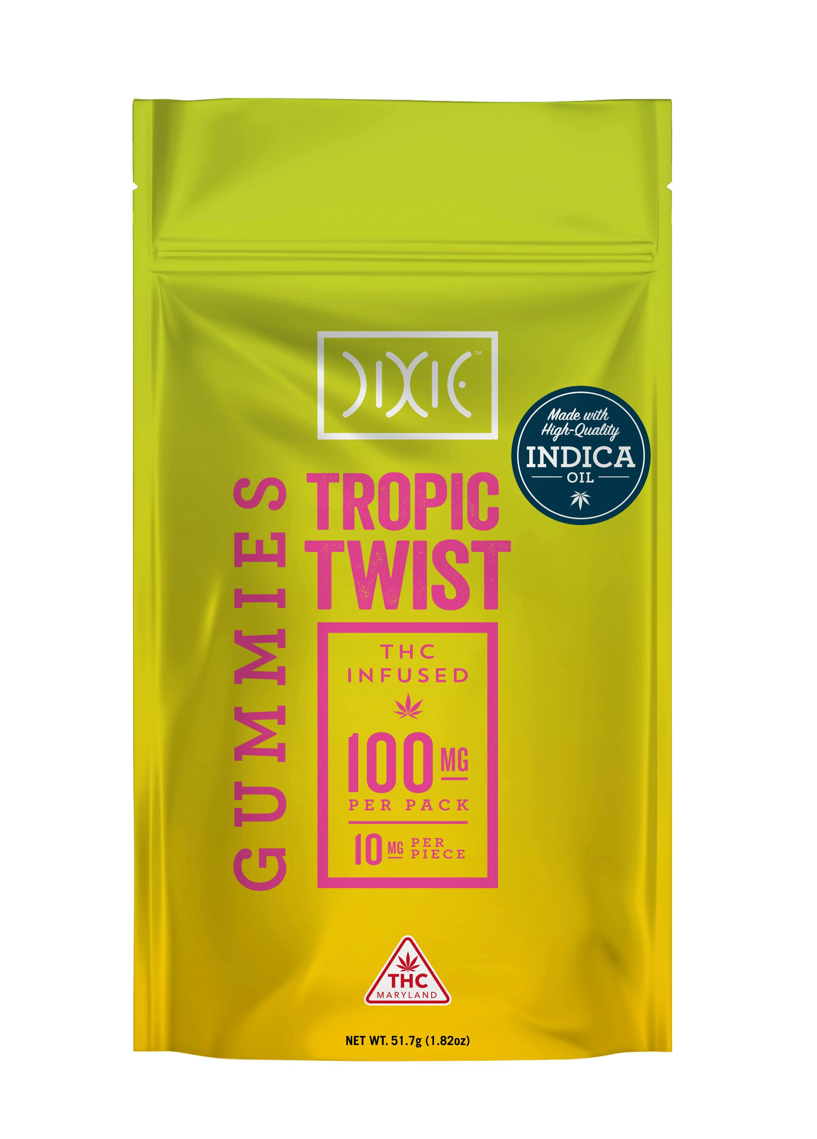 Dixie Tropic Twist Indica Gummies 10Pk 100mg