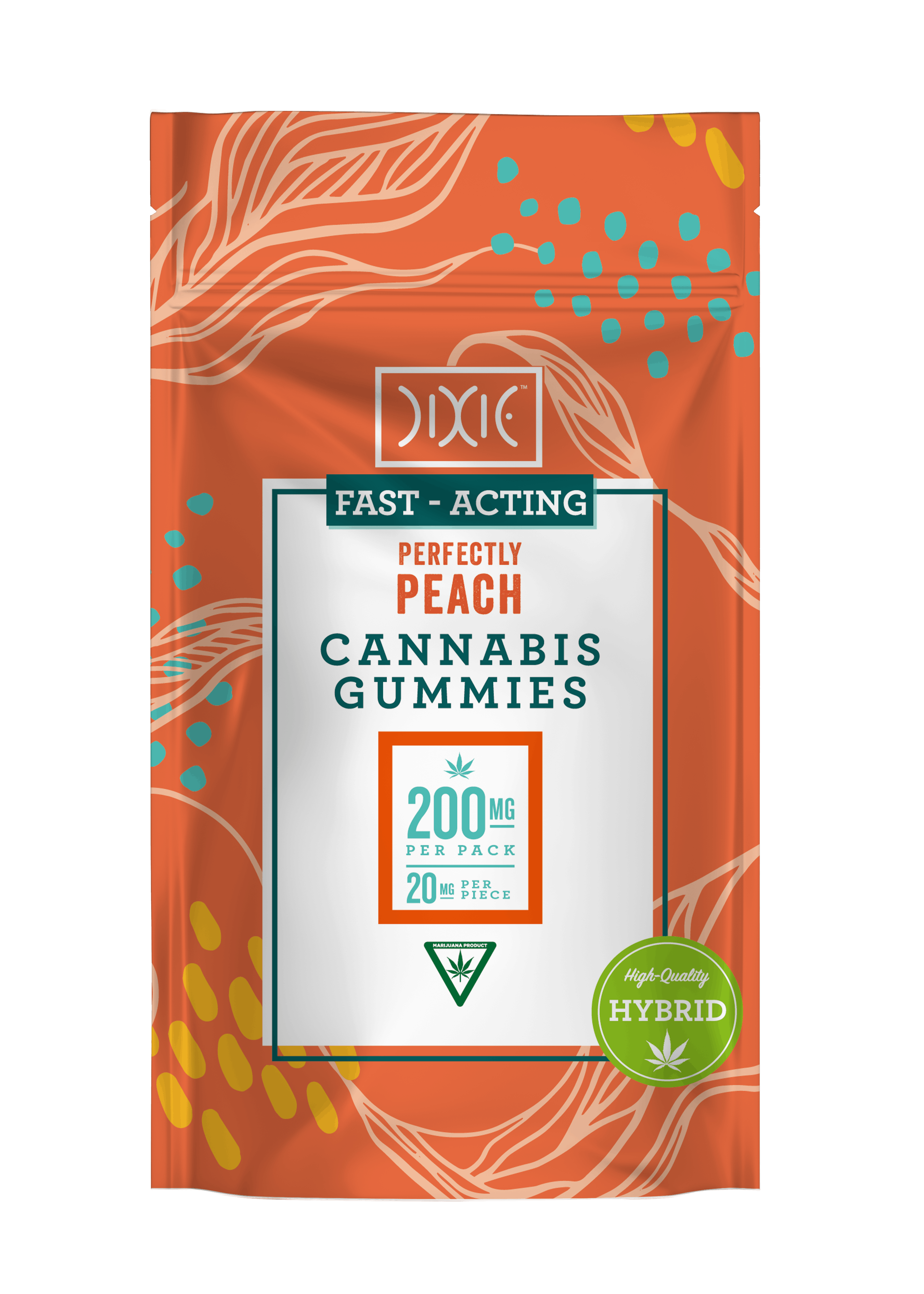 Dixie Perfectly Peach Hybrid Fast Acting Gummies (10 Piece) 200mg* Edibles New Standard