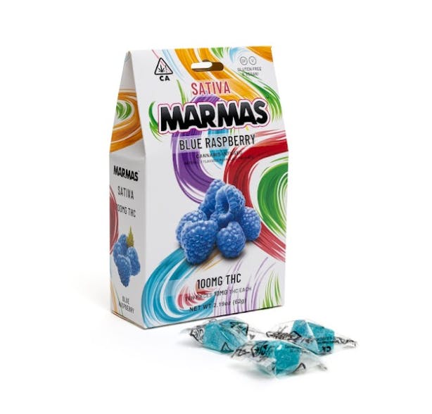 Marmas HIBURST SOUR BLUE RASPBERRY GUMMIES 10PK 100MG Vibe