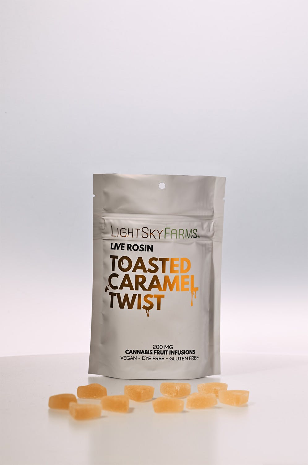 Light Sky Farms Toasted Caramel Twist Live Rosin Gummies 200mg