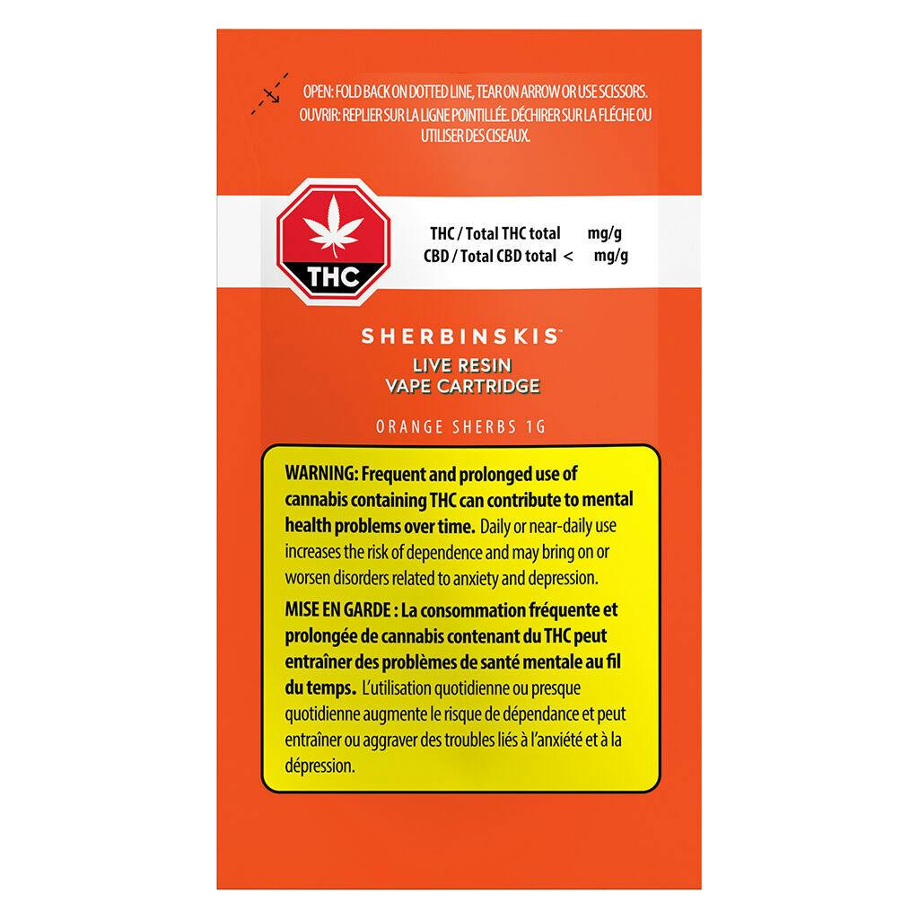 Sherbinskis Orange Sherbs Live Resin 510 Thread Cartridge