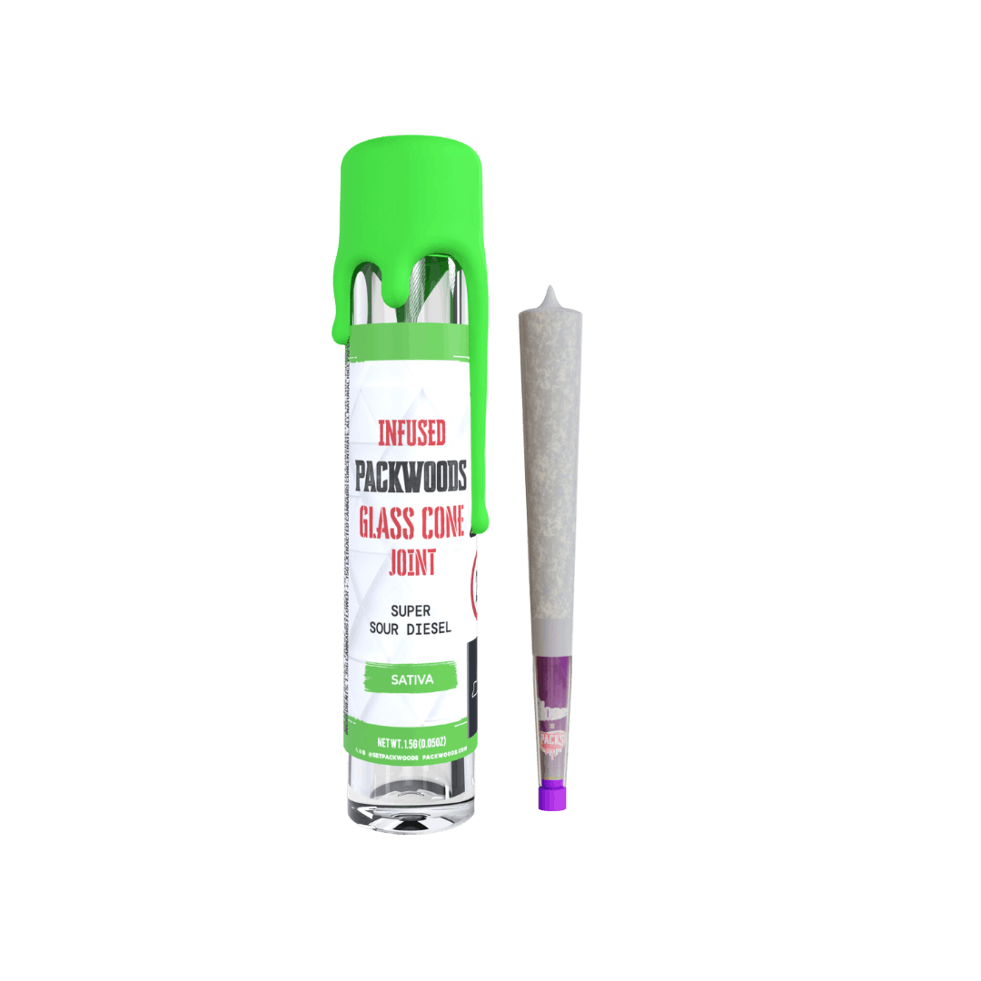 SUPER SOUR DIESEL Packs Glones Infused Glass Cone Joint 1.5G
