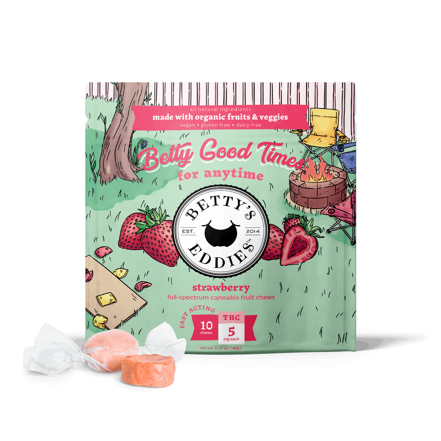 Betty Good Times Strawberry 10pk (5mg THC each) Panacea Wellness