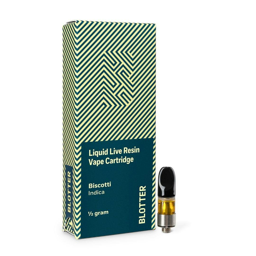 Blotter Biscotti Liquid Live Resin Vape Cartridge .5g Sacred Bloom