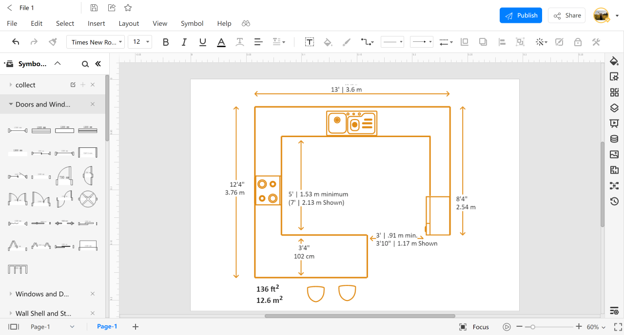 Free Editable Kitchen Layouts EdrawMax Online