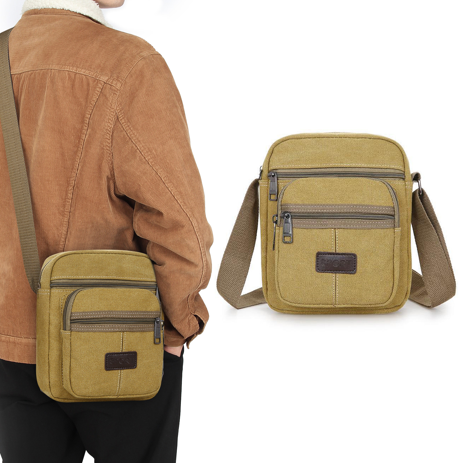 Men's Canvas Cross Body Bag Messenger Shoulder Book Bags School Satchel