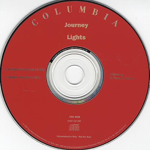 Journey Lights US Promo CD single (CD5 / 5") (122307)