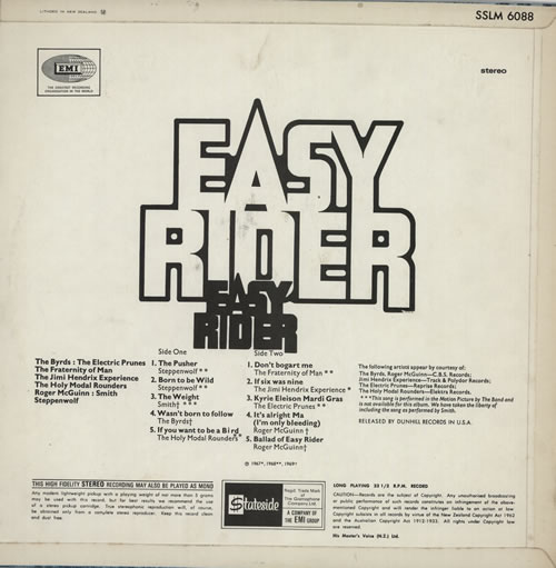 Original Soundtrack Easy Rider New Zealand vinyl LP album (LP record