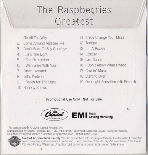 Raspberries Greatest US Promo CDR acetate (477524)