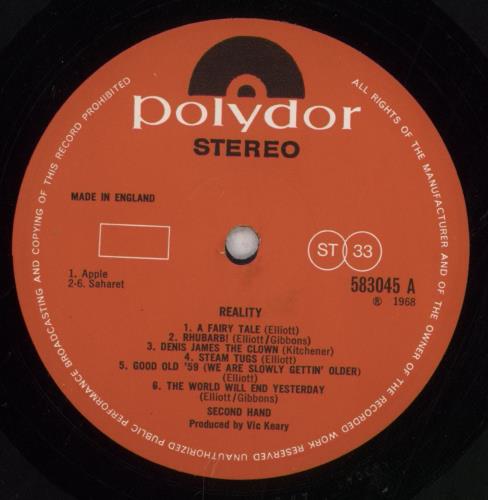 Second Hand Reality UK vinyl LP album (LP record) (654784)