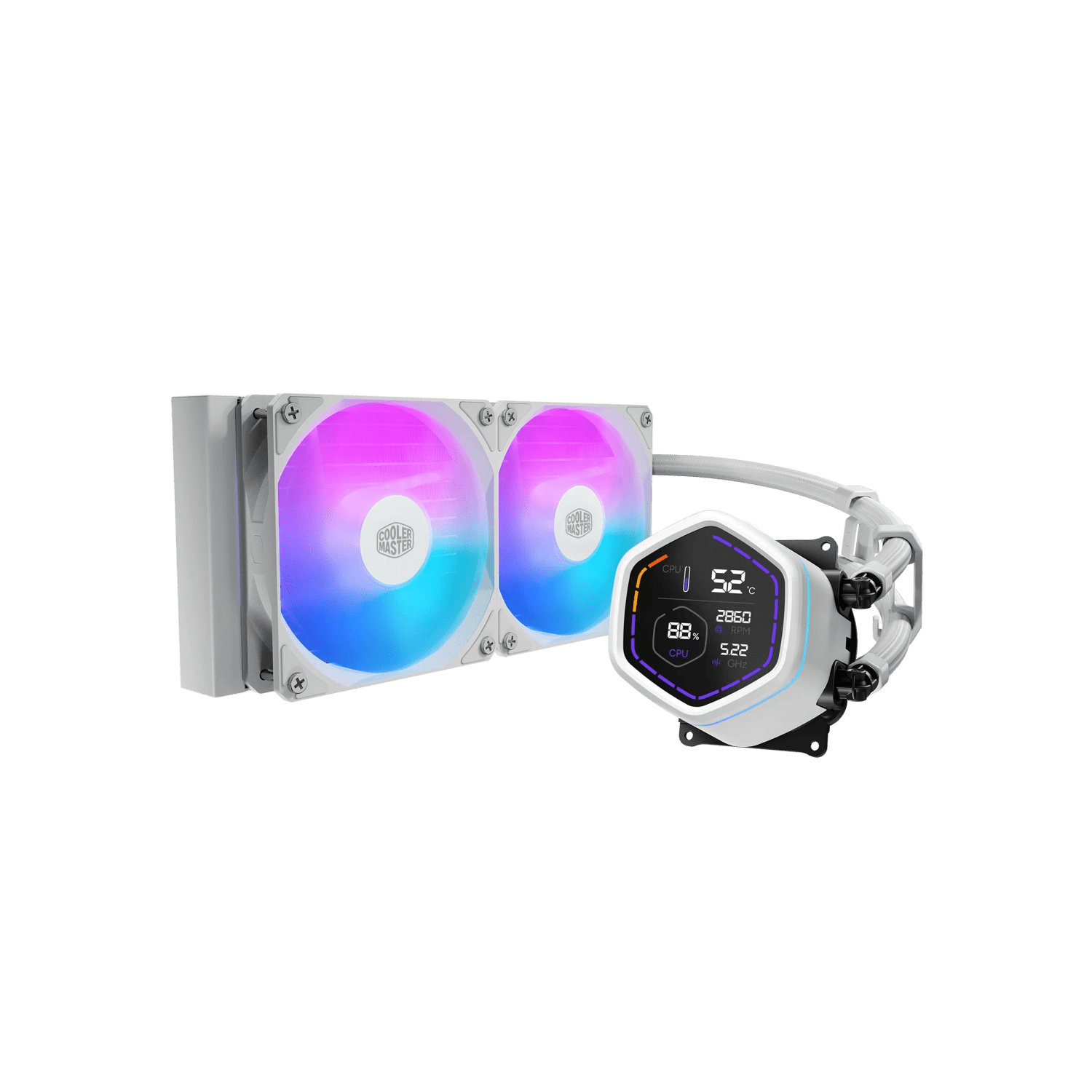Water Cooler Cooler Master MasterLiquid Core NEX Digital 240 2 Fans 120mm ARGB White
