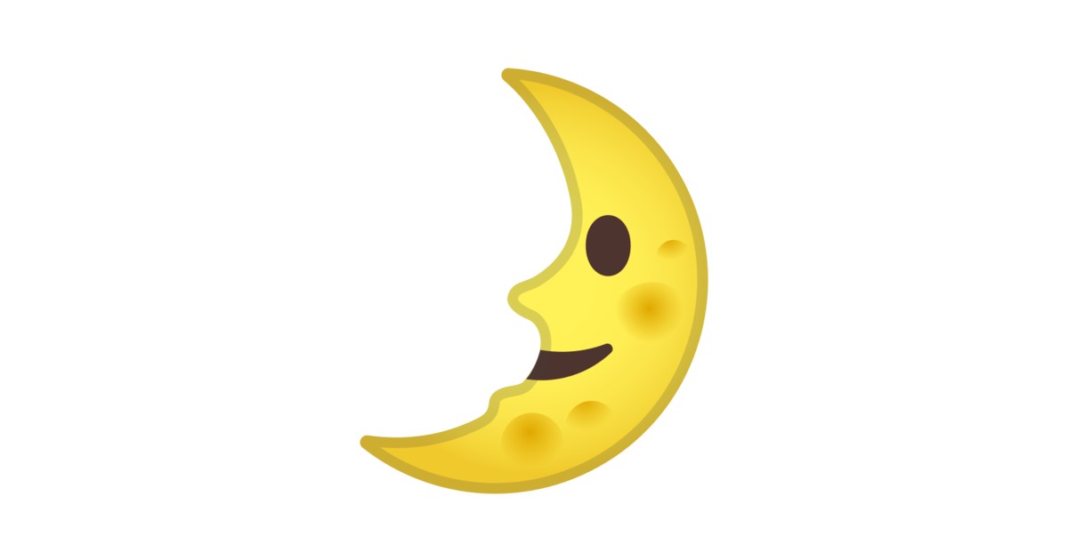 🌛 Luna De Cuarto Creciente Con Cara Emoji