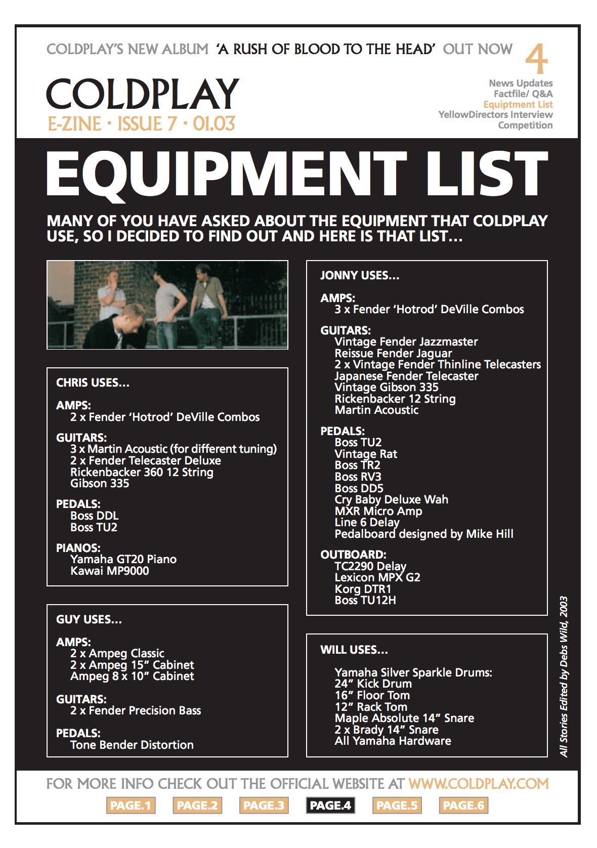 Jonny Buckland's Guitars, Amps, Pedals & Other Gear Equipboard