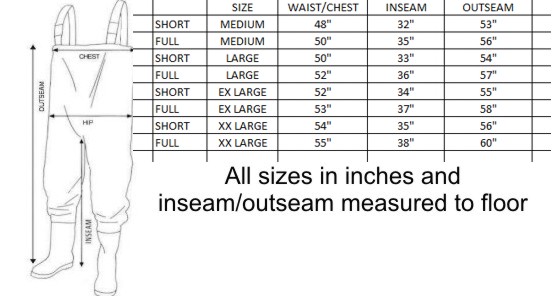 Waders Size Chart - Ponasa