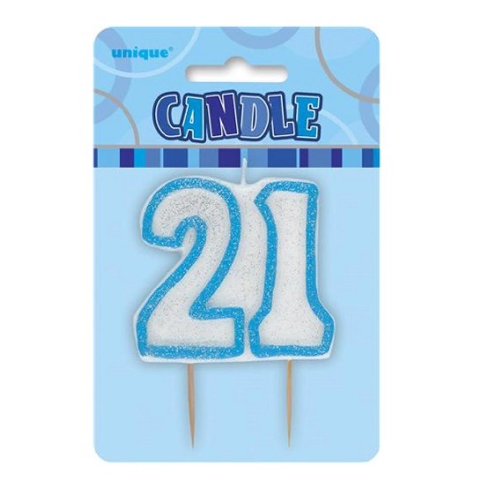 Blue Glitz Number 21 Candle 21st Birthday Cake Candles Candles Love