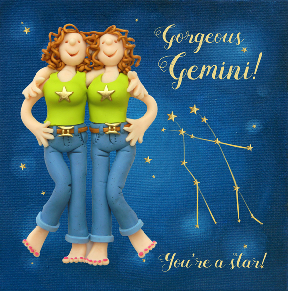 Gemini Zodiac Birthday Greeting Card Cards