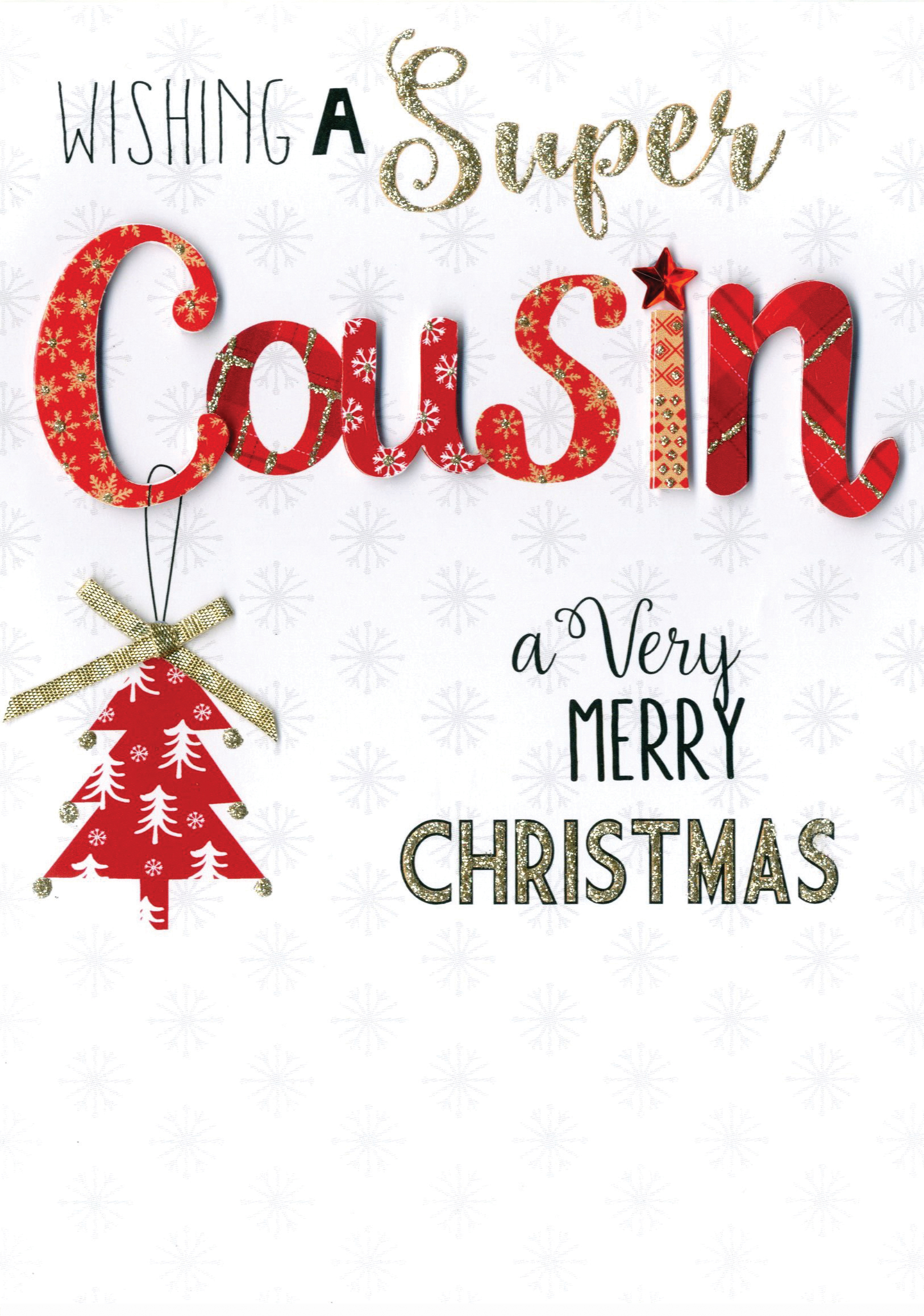 Cousin Embellished HandFinished Christmas Card Cards
