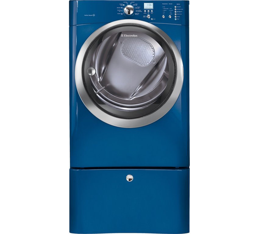 NEW ELECTROLUX STEAM WASHER AND GAS DRYER W/ PEDESTALS EIFLS55IMB