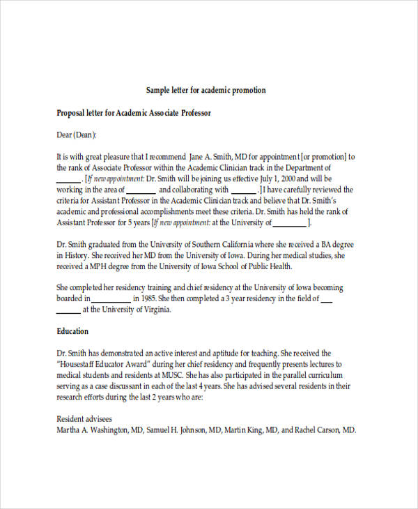 Sample Letter Of For Promotion To Associate Professor
