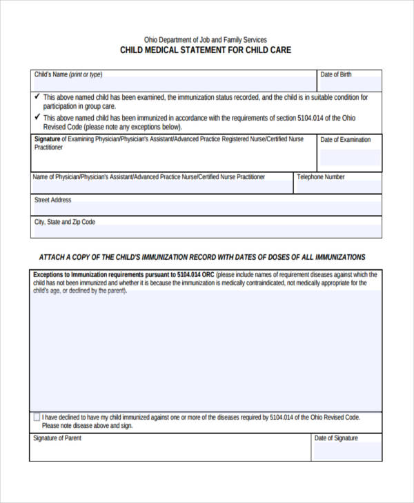 FREE 7+ Medical Statement Examples & Samples in PDF Examples