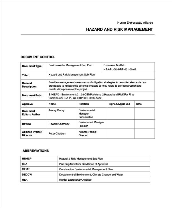 FREE 31+ Risk Plan Examples & Samples in PDF DOC Pages Google