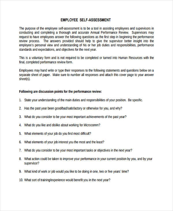 FREE 41+ Selfassessment Examples & Samples in PDF DOC Examples