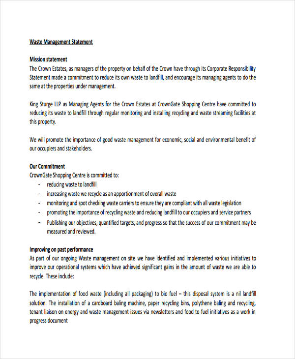 Management Statement 7+ Examples, Format, Pdf