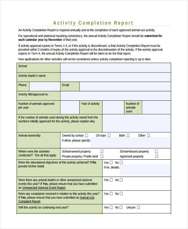 Activity Report 28+ Examples, Format, Pdf