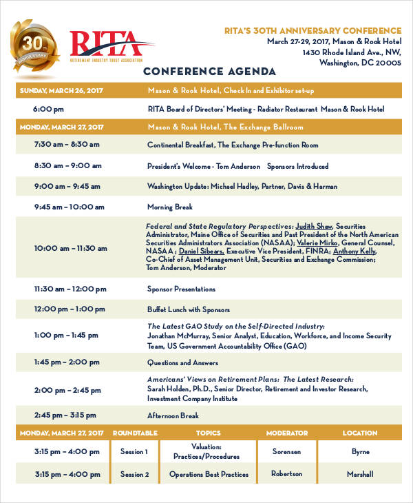 Conference Agenda 22+ Examples, Format, Pdf, Tips