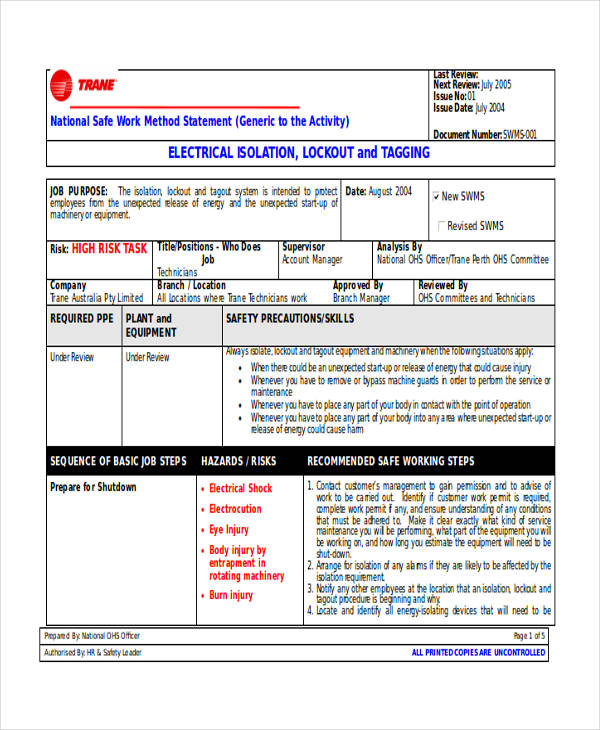 Electrical Method Statement