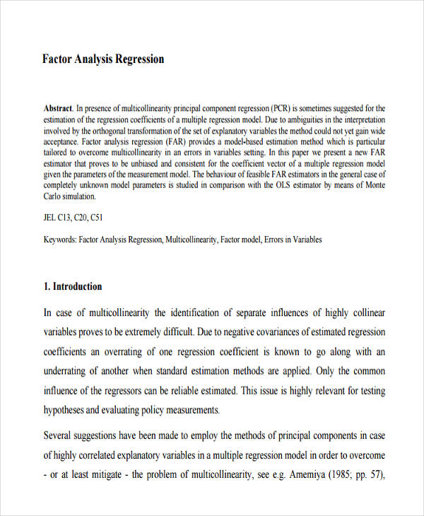 Regression Analysis 7+ Examples, Format, Pdf Examples