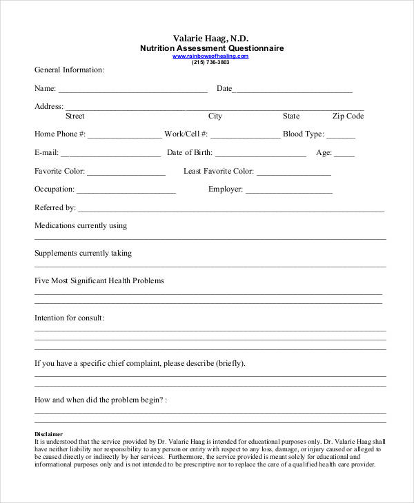 Assessment Questionnaire 33+ Examples, Format, How to Develop, PDF