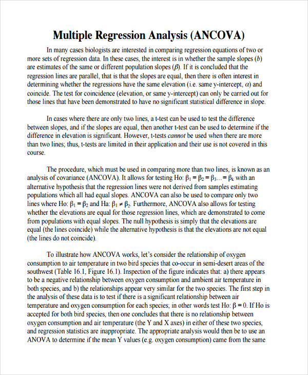 Regression Analysis Examples 7+ Samples in PDF Examples