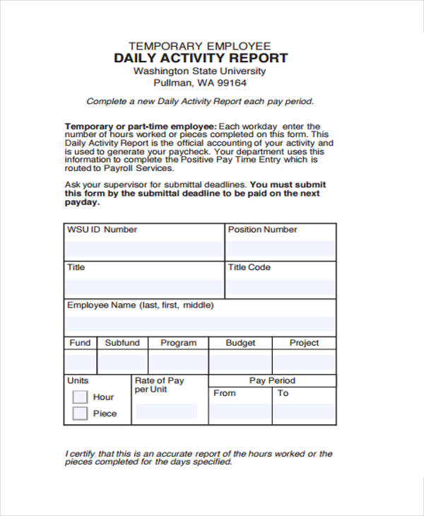 Activity Report 28+ Examples, Format, Pdf