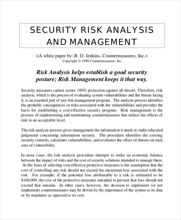 Risk Analysis 15+ Examples, Format, Pdf
