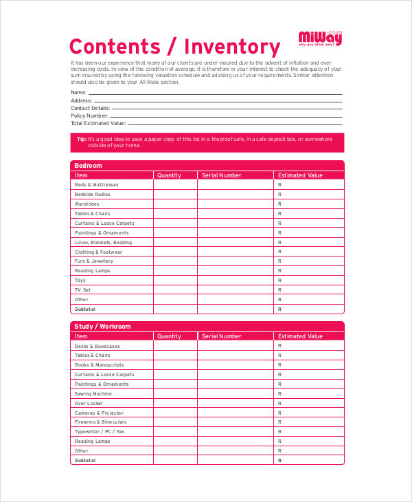 Simple Inventory 7+ Examples, Format, Pdf, Tips