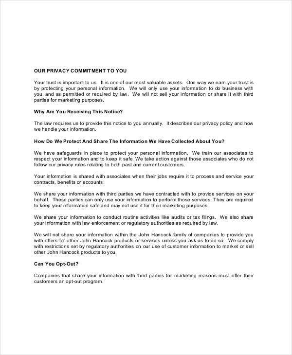 Privacy Notice 8+ Examples, Format, How to Write, Pdf