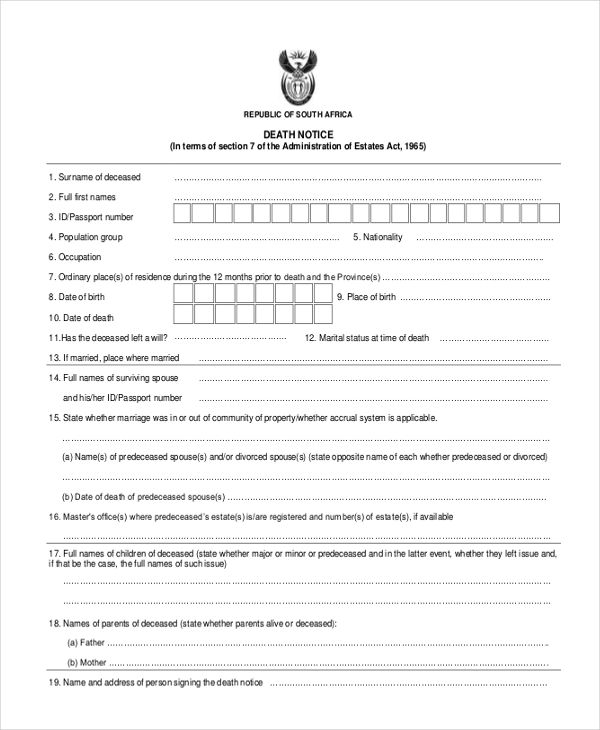 Funeral Notice Examples, How to Write, PDF