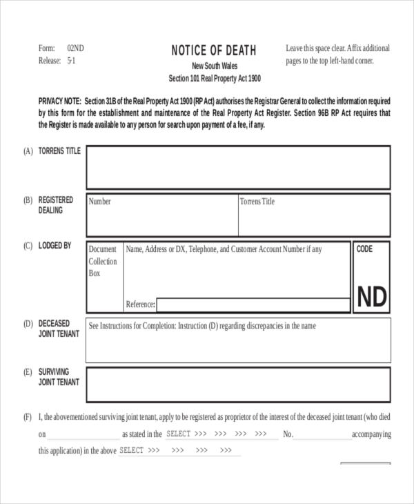 Death Notice 7+ Examples, Format, Pdf Examples