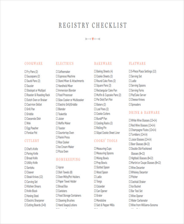 FREE 7+ Registry Checklist Examples & Samples in PDF
