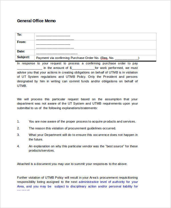 Office Memo 27+ Examples, Format, Pdf