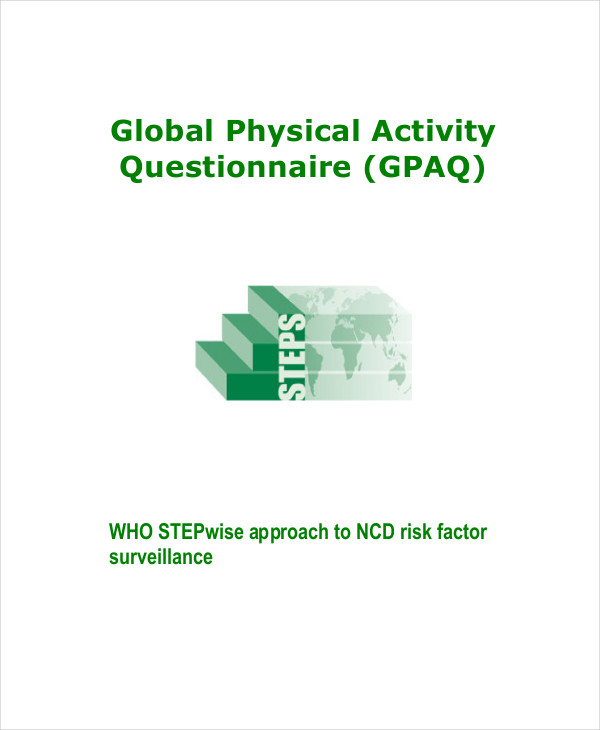 Physical Activity Questionnaire 8+ Examples, PDF