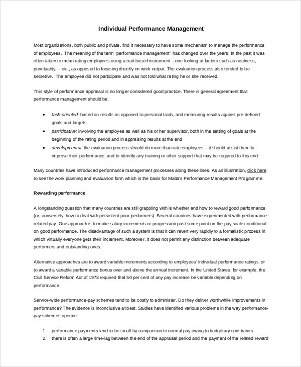 FREE Performance Management Examples 7+ Samples in PDF Examples
