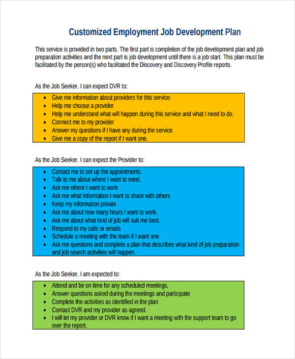 Job Plan 7+ Examples, Format, Pdf