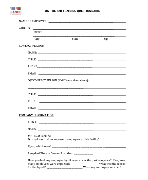 Training Questionnaire 8+ Examples, Format, How to Prepare, Benefits, Pdf