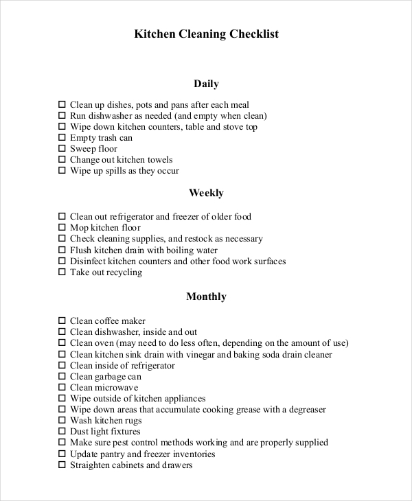 Cleaning Checklist 21+ Examples, How to Make, in Google Docs, Word